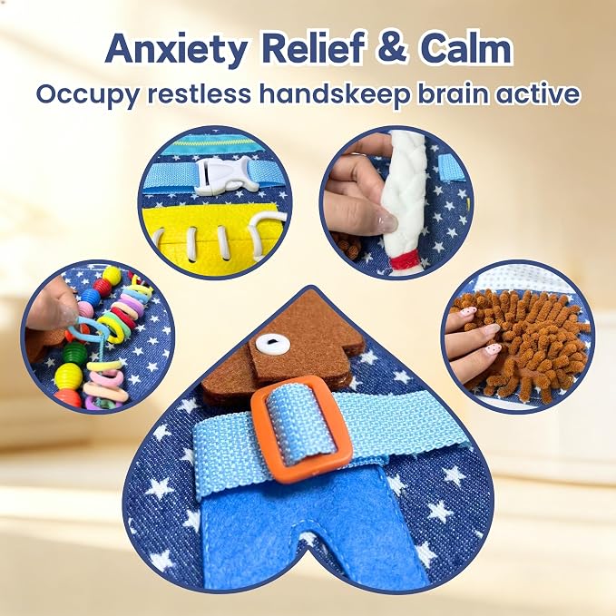 2-in-1 Fidget Blanket and Hand Muff Dog for Dementia Seniors, Sensory Toy for Anxiety Relief