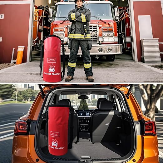 Vehicle Fire Blanket, Emergency Fire Extinguisher Blanket for Car,Survival Safety Fire Blanket for Automobiles, Motorcycles, Warehouses, House, Camping in the Wilderness (29.5x19.6ft)