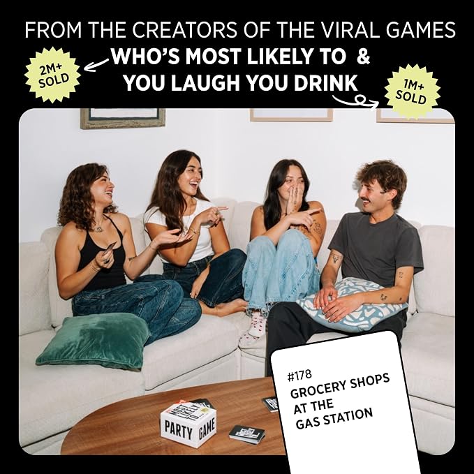 Who's Most Likely To... 100% NEW Cards | Group Party Game | Ages 17+ | 250 Cards, Adults and Teens Game, Game Night, Girls Night, Pregames, Birthdays, Game Gift Idea, Bachelorette Parties