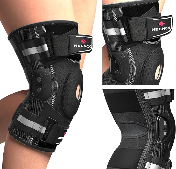 NEENCA Professional Knee Brace for Knee Pain, Hinged Knee Support with Patented X-Strap Fixing System, Medical for Pain Relief, Arthritis, Meniscus Tear, ACL, PCL, MCL, Runner, Sport