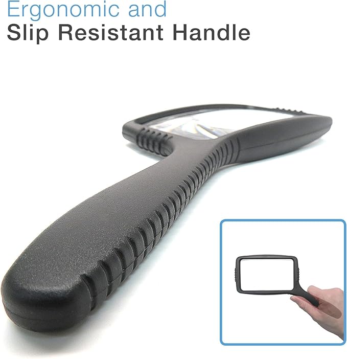 MagniPros Jumbo Size Magnifying Glass Wide Horizontal Lens(3X Magnification)- Shockproof Housing & Scratch Resistant Design W/Large Viewing Area Ideal for Reading Small Prints & Low Vision