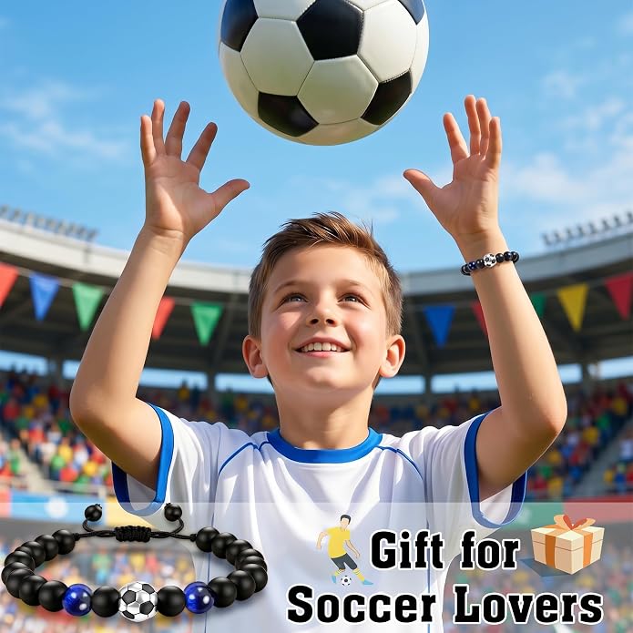 PEALICIOUS Soccer Gifts for Boys Sport Jewelry for Son and Dad | Golf Gifts for Golfers with Natural Stone, Hockey Baseball Bracelet for Boys, Men Soccer Golf Stuff for Team Hockey Bracelet