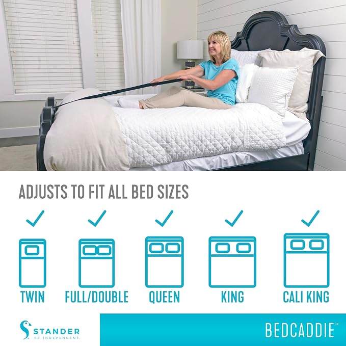 Stander BedCaddie, Pull-Up Assist Bed-Ladder with Non-Slip Handles for Adults, Seniors, and Elderly, Adjustable Length Bed-Lift, Sit Up Helper Bed-Assist, Mobility Aid for Handicapped and Injured