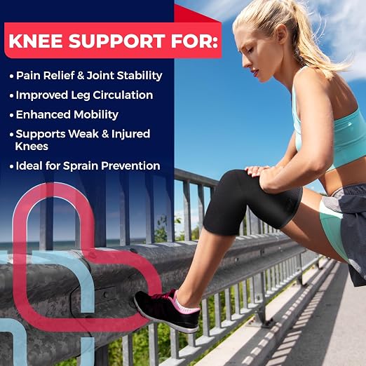 Dr. Arthritis Doctor-Developed Thick Knee Brace Support, Secure Compression Sleeve for Joint Stability (Black, M)