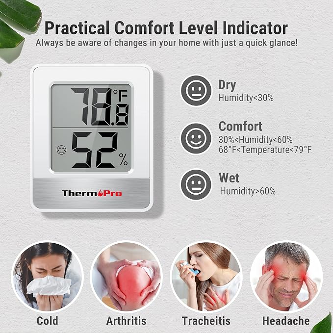 TempPro TP49 Digital Hygrometer Indoor Thermometer | Humidity Meter Room Thermometer with Temperature and Humidity Monitor Mini Hygrometer (Previously ThermoPro)