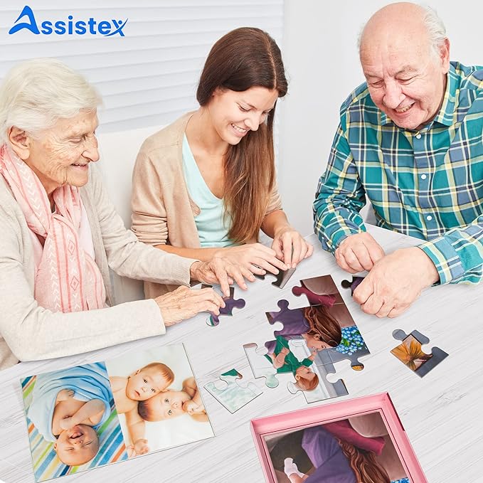 Assistex Large Piece Jigsaw Puzzle for Seniors with Dementia with Conversation Prompts, Large Piece Memory Game for Adults, Elderly, and Dementia Patients – Mother's Love Puzzle, 12 pcs