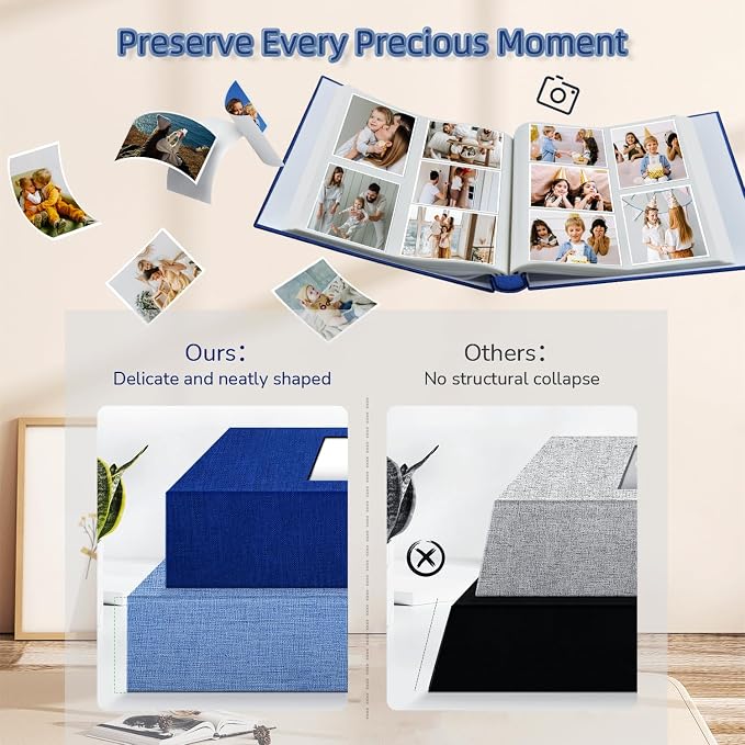 popotop Photo Album 4x6-600 Photos Photo Books with 600 Horizontal and Vertical Pockets,Linen Cover Albums for Family Wedding Anniversary Baby Vacation Pictures