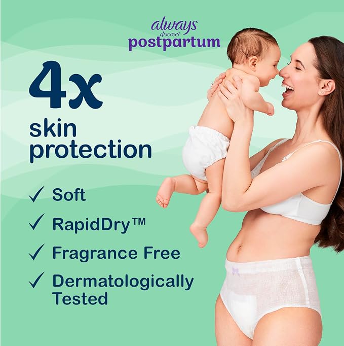Always Discreet Postpartum and Adult Incontinence Underwear for Women, Large, Maximum Protection, 14 Count