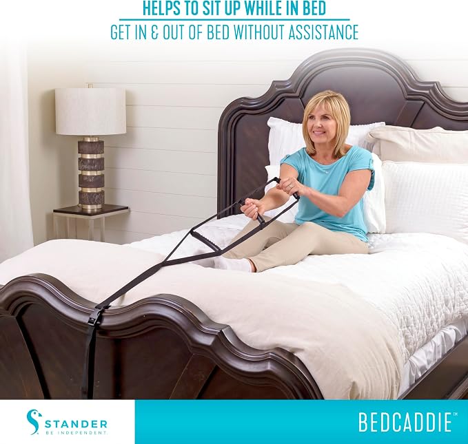 Stander BedCaddie, Pull-Up Assist Bed-Ladder with Non-Slip Handles for Adults, Seniors, and Elderly, Adjustable Length Bed-Lift, Sit Up Helper Bed-Assist, Mobility Aid for Handicapped and Injured