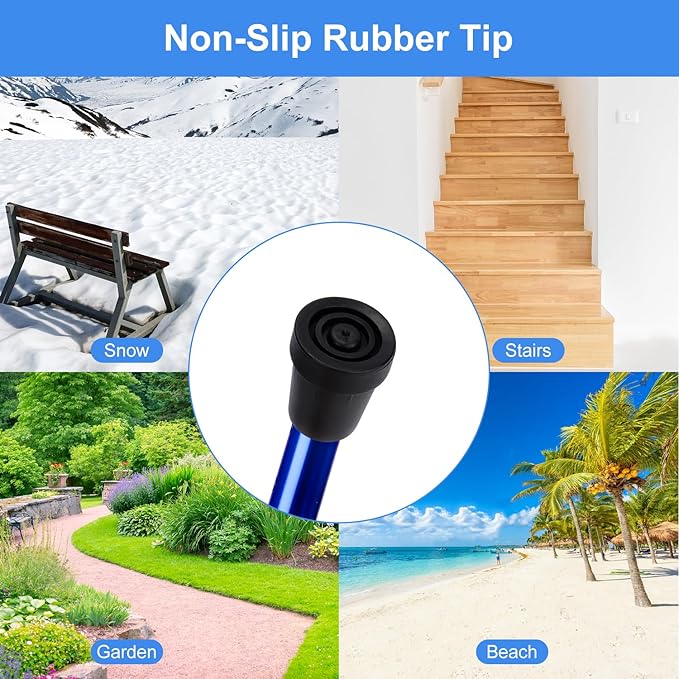 supregear Folding Cane, 5-Level Adjustable Height Walking Stick Lightweight Collapsible Portable Travel Cane with Wrist Strap and T Handle for Elderly Disabled Men Women