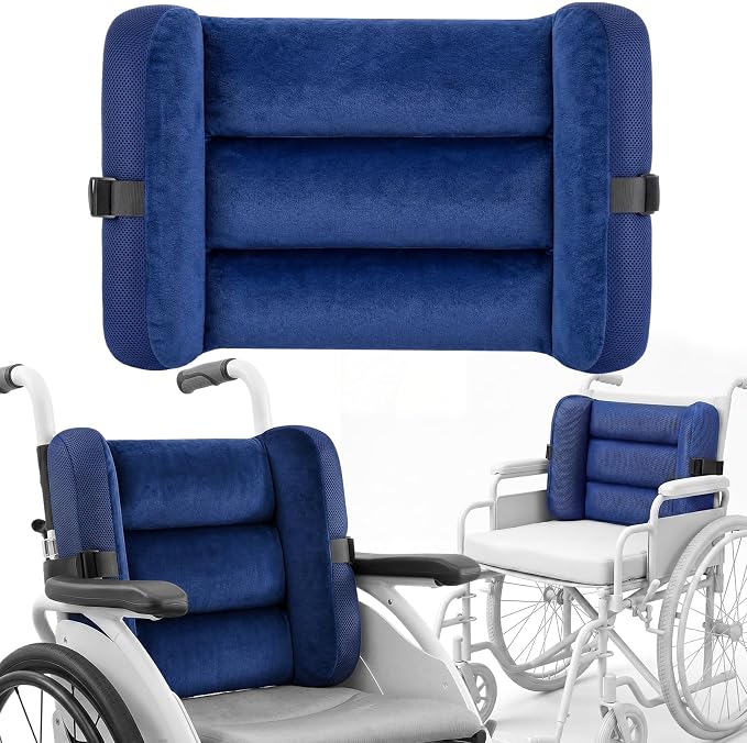 Lateral Support for Wheelchair Back Cushion Pressure Relief Side Support Pads Recliner Wheelchair Lumbar Pillow for Office Chair Back (Dark Blue)