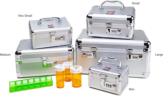 MEDICINE RX SAFE Medication Carrying Case - Xtra Small/Silver