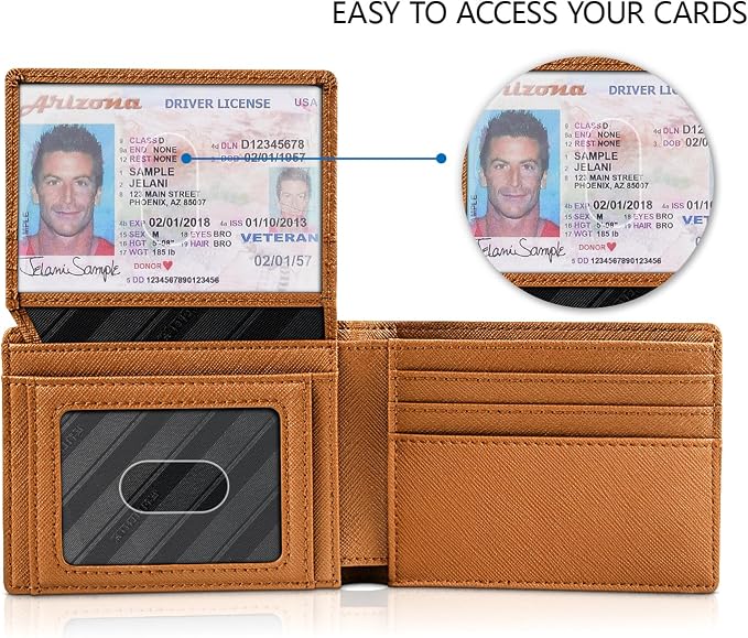 RUNBOX Wallet for Men -Slim Rfid Leather Mens Bifold Novelty Wallets 2 ID Window With Gift Box Men's Accessories | Minimalist Front Pocket Design, Holds 15 Cards, Large Capacity with Cash Pocket,Compact and Thin, Birthday Gifts for Men