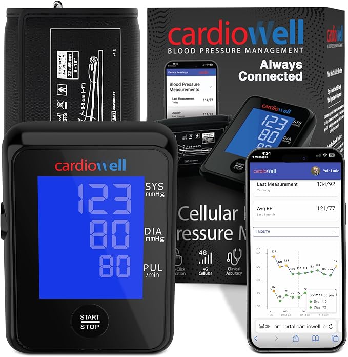 4G LTE Cellular High Blood Pressure Monitor – AMA Validated Accurate BP Device for Home Use, Automatic Upper Arm Large Cuff for Adults and Patients, Portable Heart Monitor