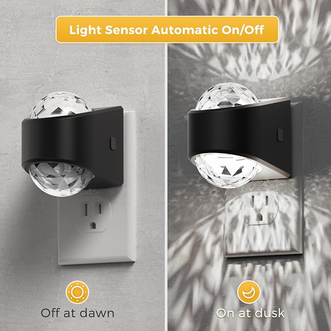 L LOHAS LED Night Lights Plug into Wall 2 Pack,Night Light for Kids | Dusk to Dawn Sensor,5000K Daylight White Projector Light for Kids Playroom Home Theater Party
