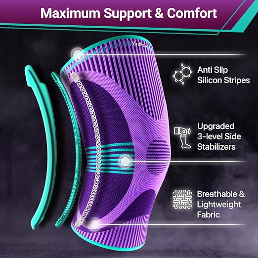 DR. BRACE ELITE Knee Brace with Size Stabilizer (2 Pack) Knee Brace for Women & Men, Workout, Sports, Daily Knee Compression Sleeve for Maximum Knee Pain Support & Fast Recovery (Galaxsis, Small)