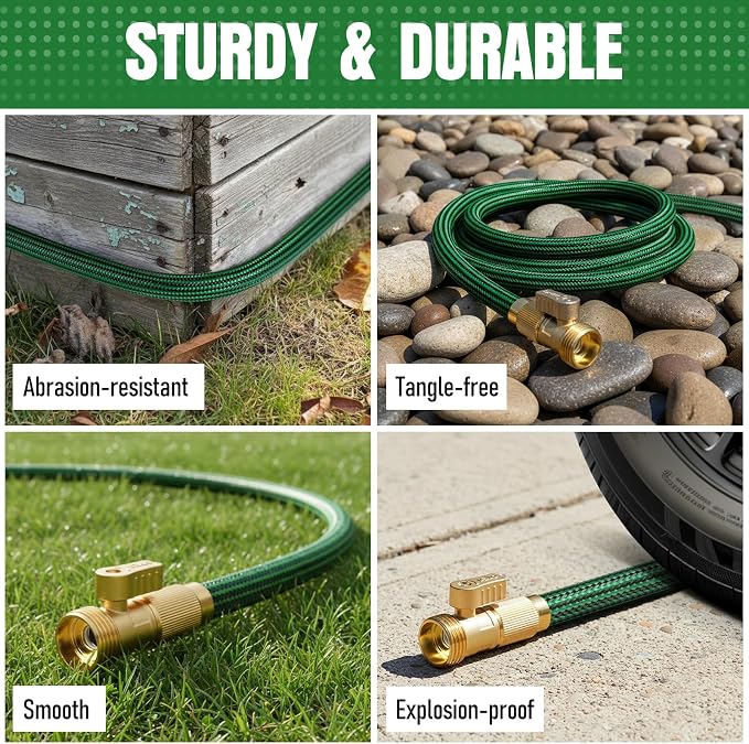 NON-EXPANDABLE 95 ft Garden Hose, Heavy Duty Flexible Water Hose, Kink Resistant Lightweight Hybrid Hose with Durable Fabric Skin, Leakproof Hose Male to Female Fittings