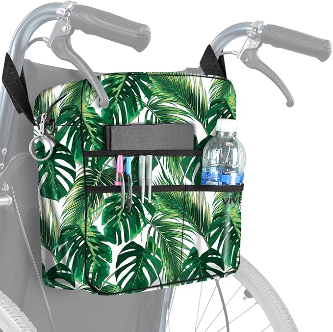 Vive Wheelchair Bag - Machine Washable, Double-Stitched, Water-Resistant Accessory Backpack for Rollators, Wheel Chairs, Walkers - Pouch with XL Pockets & Straps for Quick Installation