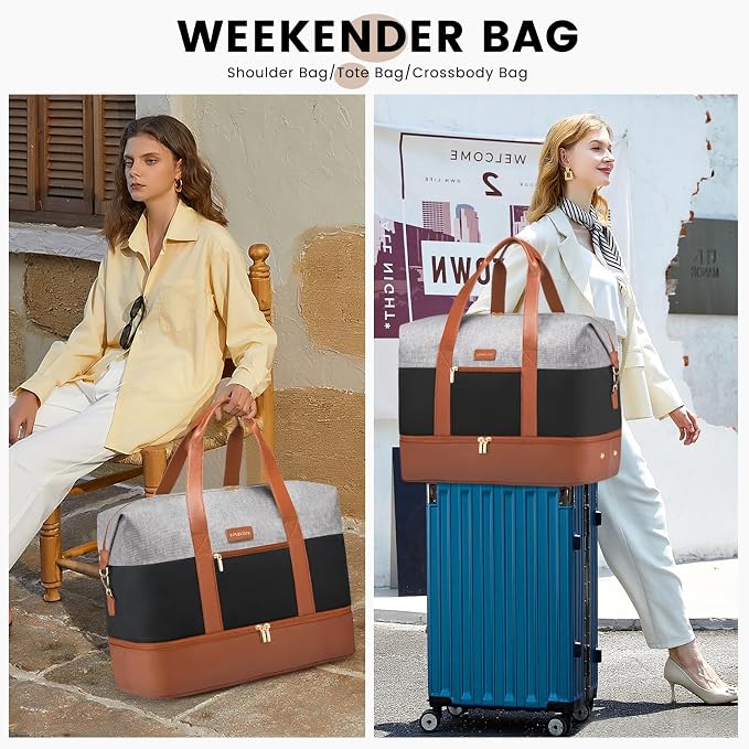 LOVEVOOK Weekender Bag for Women, Large Duffle Bag for Travel with 2 Packing Cubes, Carry on Overnight Bag with Shoe Compartment, Mom Hospital Bags for Labor and Delivery