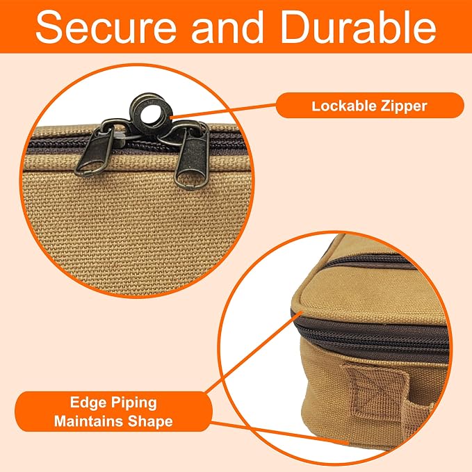 Medium Travel Pill Bottle Organizer, Slim Medicine Bag, Carrier for Medications and Medical Supplies - Khaki Canvas