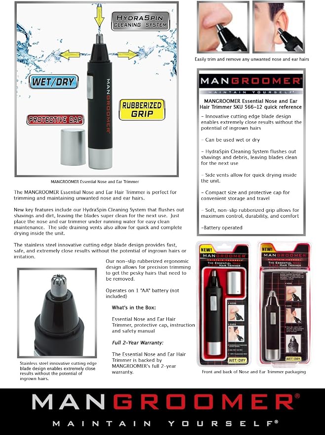 MANGROOMER PRO Essential Nose and Ear Hair Trimmer