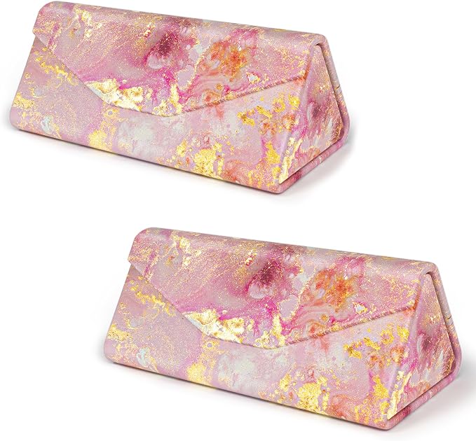 Sunglasses Case, Foldable Glasses Case, Magnetic PU Leather Hard Shell Folding Eyeglass Holder Box, Collapsible Unisex