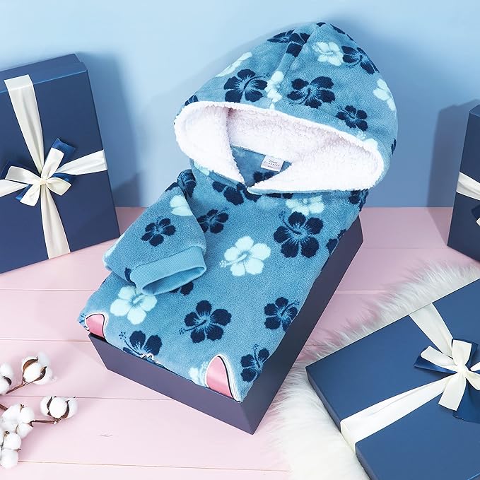 Disney Stitch Blanket Hoodie for Women Teens, Wearable Oversized Fleece Hooded Poncho with Pocket, Cozy Gifts for Women