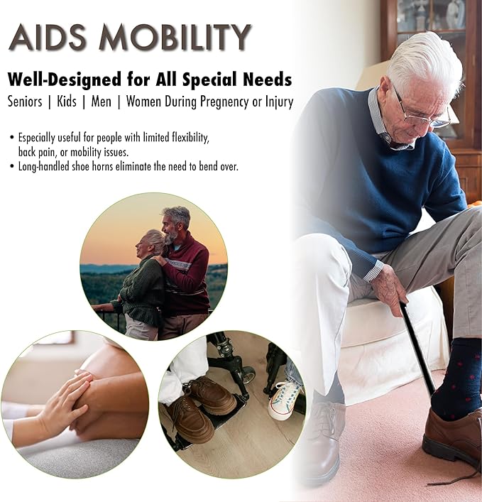 Velette 30" Extra Long Shoe Horn - Plastic Shoe Horn Long Handle for Seniors, Men, Women & Kids - Boot Horns, Shoehorn Long-Handle, Elderly Must Haves - Shoes Spoon, Helper Stick, Gifts for Seniors