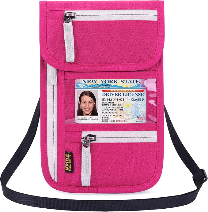 Neck Wallet Lightweight RFID Blocking Waterproof Travel Pouch Passport Wallets for Women Men