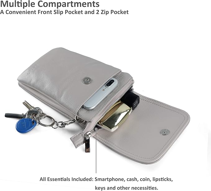 befen Genuine Leather Small Crossbody Bags for Women Cell Phone Travel Bag | Soft Real Leather, Adjustable Shoulder Strap, Card Slots, Compact Size, Daily Travel Shopping Outing Use, Phone Purse
