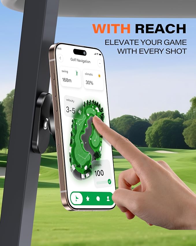 A2C Alloy Magnetic Golf Cart Phone Holder, Golf Accessories for Men, Black | Golf Gift for Men Dad Father Husband Male Golfers, Golf Accessories Essentials Gadgets Gear Stuff Fits EZGO Club Car Yamaha