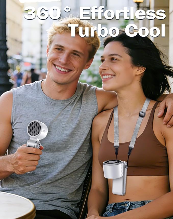 Portable High-Speed Handheld Fan with LED Display, [Smart Power & Wind Control], 4000mAh Rechargeable Mini Personal Fan, 5 Speeds, Quiet USB Travel Fan for Outdoor, Commuting