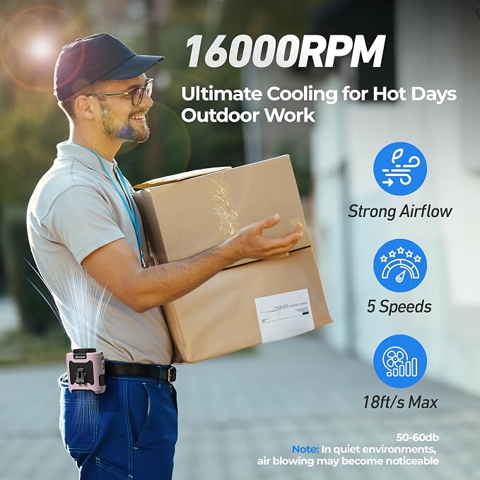 AMACOOL Portable Waist Fan Clip On, 10000mAh Wearable Shirt Fan | Gifts for Men Dad Husband, Rechargeable Powerful Belt Fans, Birthday Gifts for Women Jobsite Travel Camping Essentials 2026