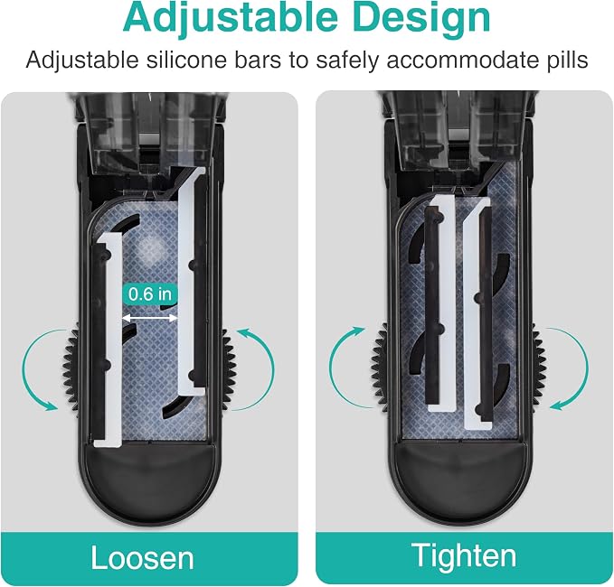 Fullicon Pill Cutter, Adjustable Cutter with precision alignment, Stainless Steel Blade & Guard, Splitter with Free Brush & Pill Box (Black)