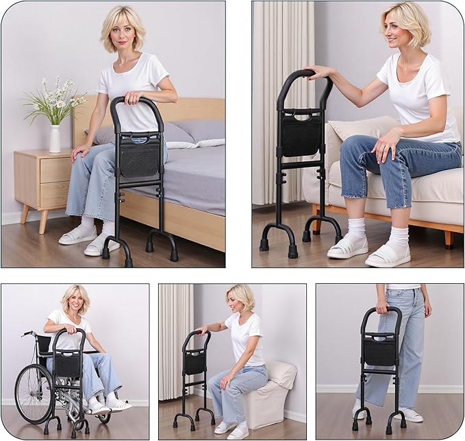 Stand Assist(Black)-Mobility Standing Aid Rail for Couch, Chair, Bedside, Toilet. Assistance Handle for People with Limited Mobility. Safety Grab Bar for Standing, Walking, Up and Down The Stairs