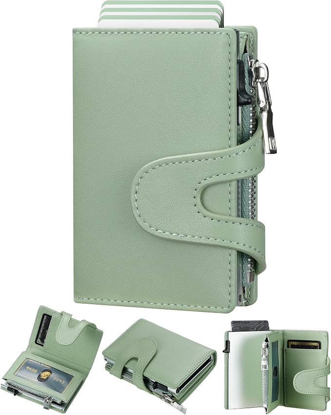 Small Card Wallet Women: Rfid Leather Smart Pop Up Wallets - Ladies Mini Cute Card Holder Slim with with Zipper Coin Pocket - Gifts for Her | Ladies Mini Card Holder Slim Minimalist with Zipper Coin Pocket ID Window - Gifts for Wife Mother on Anniversa...