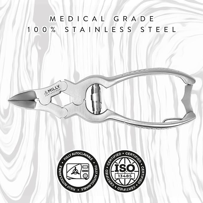 High Carbon Steel Professional Nail Clippers for Seniors & Podiatrist Toenail Clippers | Hammer Forged to Trim Thick or Hard Toenails | Heavy Duty Toenail Clippers for Thick Toenails (Silver)