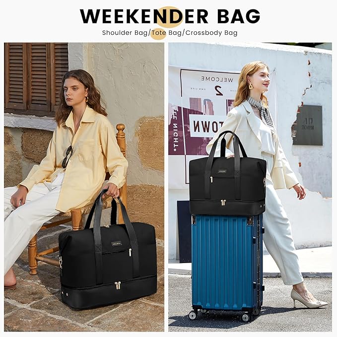 LOVEVOOK Weekender Bag for Women, Large Duffle Bag for Travel with 2 Packing Cubes, Carry on Overnight Bag with Shoe Compartment, Mom Hospital Bags for Labor and Delivery