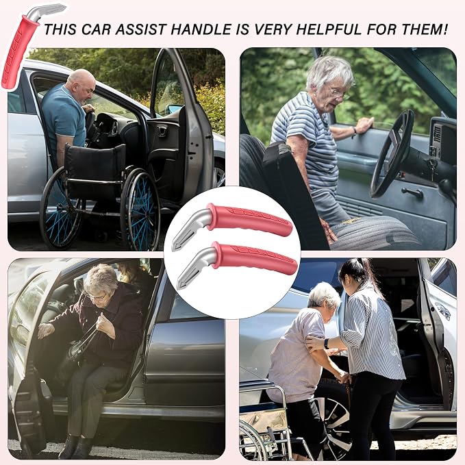 2 Pack Car Handle Assist for Elderly - Vehicle Support Handle - Auto Grab Bar Cane Support Aid - For All Vehicles - Portable Assistive Device for Seniors, Handicapped - Best Gifts For Elderly