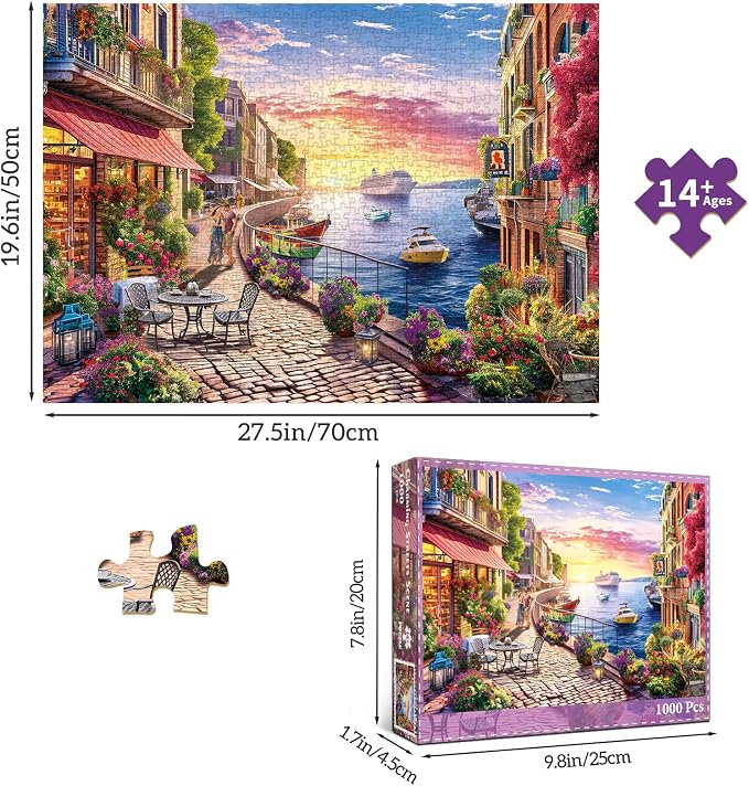Jigsaw Puzzles for Adults 1000 Pieces, Interlock Perfectly No Dust, Impossible Difficult Hard Fun 1000 Piece Jigsaw Puzzles for Adults-1:1 Poster-Streets Scene