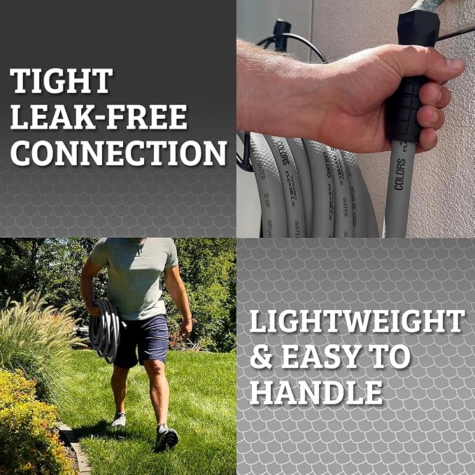 Flexzilla Colors SwivelGrip Garden Hose 5/8 in. x 100 ft., Lightweight All-Weather Water Hose, Durable and Flexible, Leak-Free Connections, Slate Grey