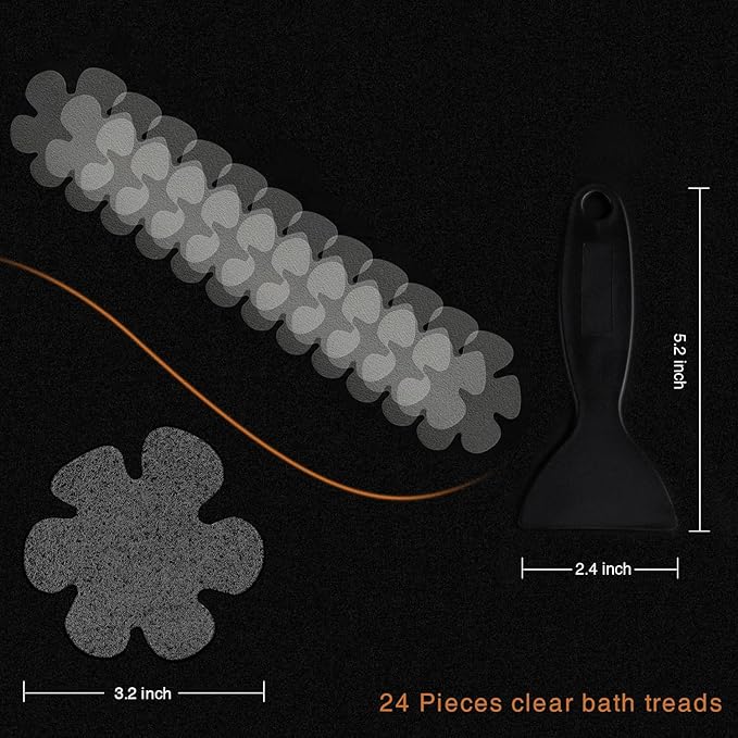 Original 24PCS Upgraded Gentle Bathtub Stickers Non-Slip, Safety Shower Treads Adhesive Appliques with Premium Scraper