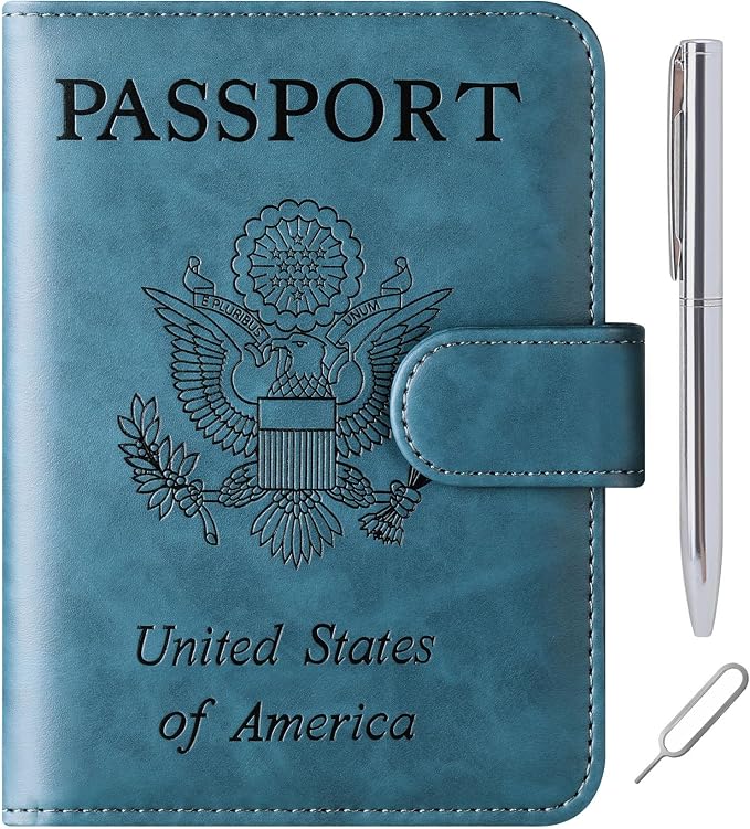 LOHASLIFE Passport Holder for Travel Essentials, Passport Cover Wallet | Leather Rfid Blocking Card Case, Travel Accessories, Vacation Luggage Must Haves, for Men Women