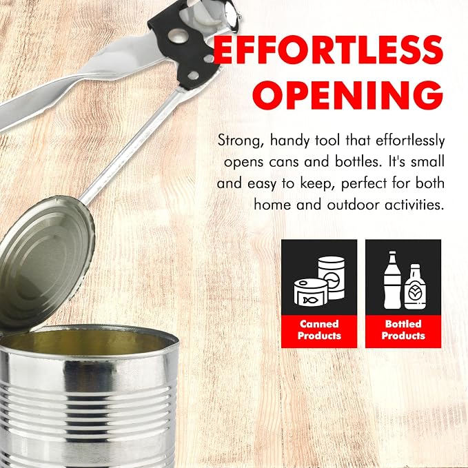 Chef Craft Select Can Opener with Bottle Opener, 7 Inch, Chrome, Nickle Plated