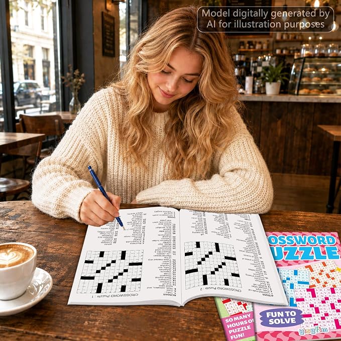 4 Pack Large Crosswords Puzzle Books for Adults Aging Seniors 6.5x9 Inches Word Find Puzzle Books with Large Print Words Activity Book Variety Themes Brain Stimulation Games and Stress Relief