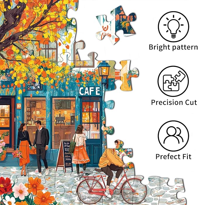 Puzzles for Adults 1000 Pieces, Romantic Street Scene Jigsaw Puzzle with 1:1 HD Poster, Perfect Interlocking No Dust, Stress Relief Ideal Gift for Family Games