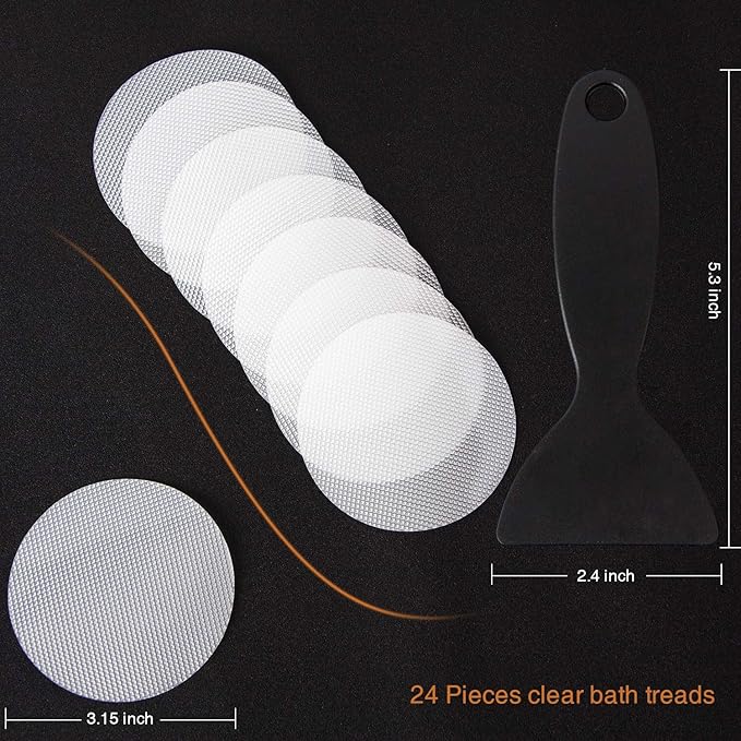 24 PCS Original Non-Slip Bathtub Stickers, Safety Bathroom Tubs Showers Treads Adhesive Decals Scraper