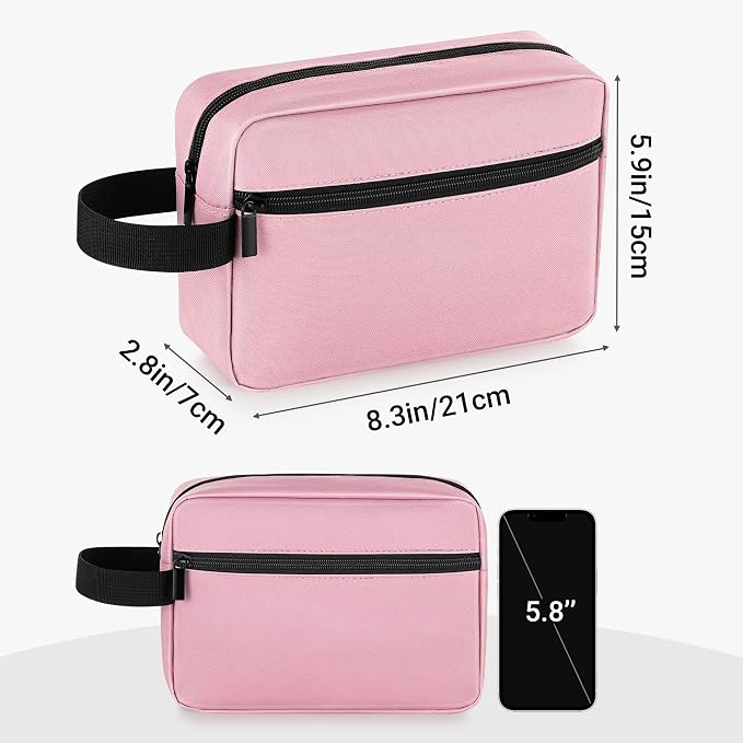 Elviros Travel Toiletry Bag for Women and Men, Lightweight Makeup Bag Hanging Dopp Kit with Compartment Cosmetic Organizer Small Tool Bag Travel Essentials,Gifts for Women(Pink)