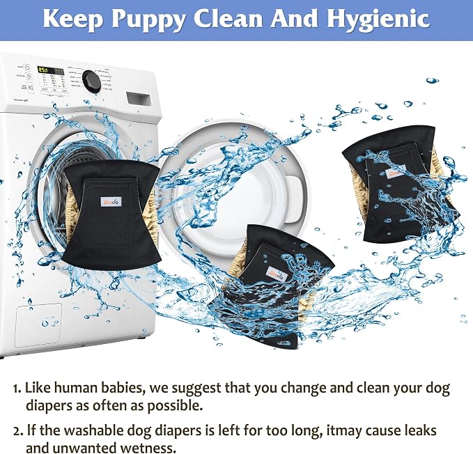 5 Pack Dog Diapers Male Reusable, Premium Belly Bands for Male Dogs, High Absorbing Pee Wraps for Doggie in Incontinence and Training Black XL
