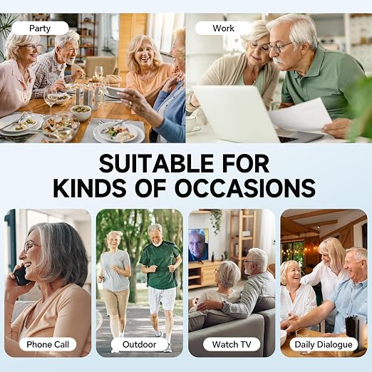 Rechargeable Hearing Amplifier for Seniors, Noise Cancelling Behind the Ear Sound Amplifier with Crystal Clear Sound, 4 Adaptive Modes, Adjustable Volume, Long Battery Life, Universal Fit for Both Ears